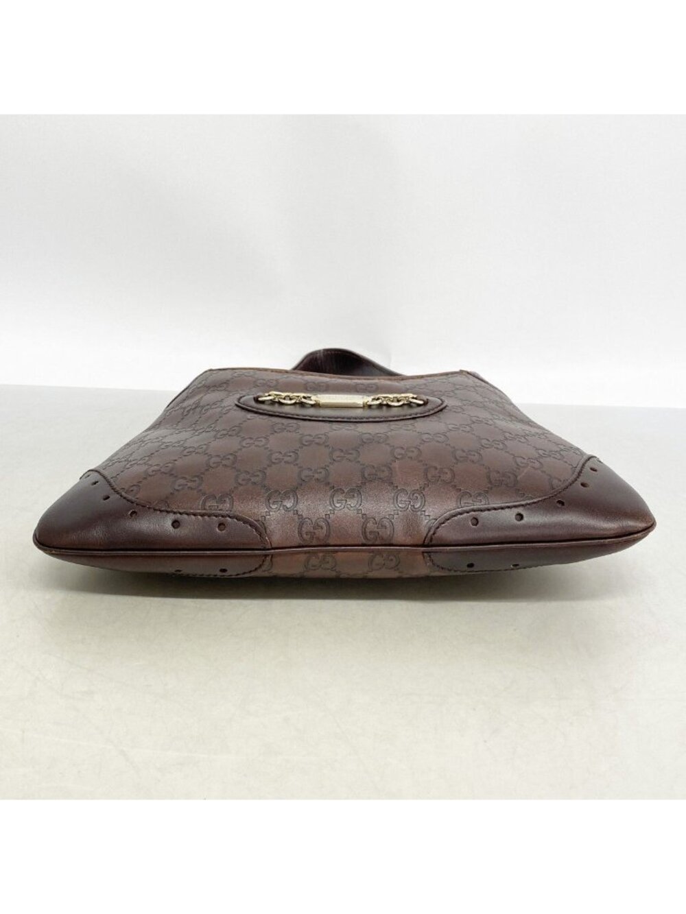 Gucci Shoulder Bag Guccissima Leather Dark Brown Chien Pants Gold - Picture 3 of 10